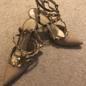 BCBGeneration Strappy Pointed Toe Heels - Nude